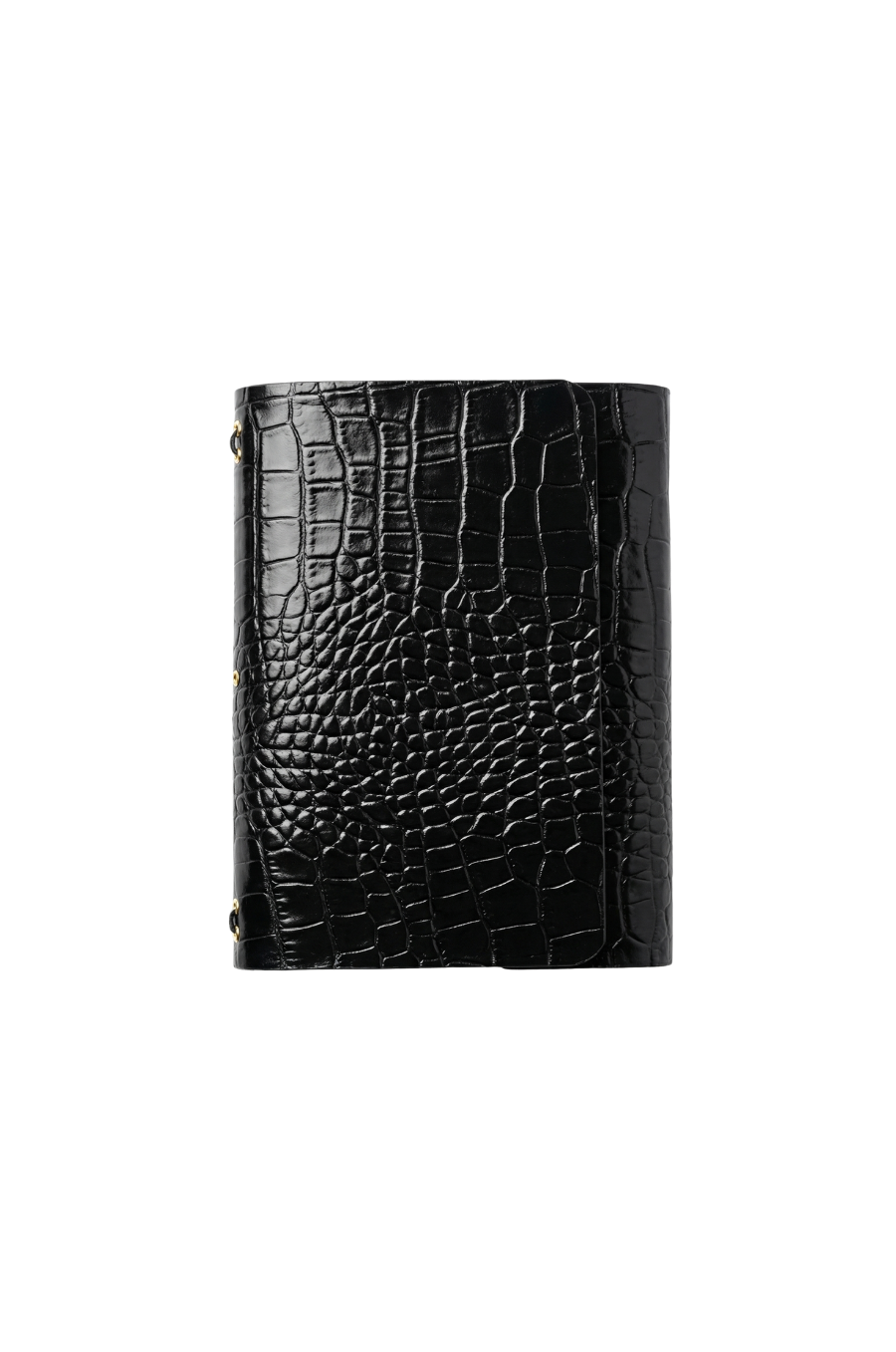 Genuine A6 leather trifold traveler's journal in Crocodile Black - the detour diaries