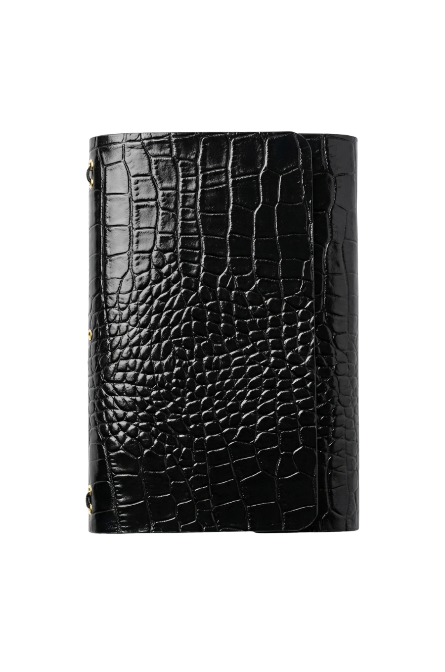 Genuine A5 leather trifold traveler's journal in Crocodile Black - the detour diaries